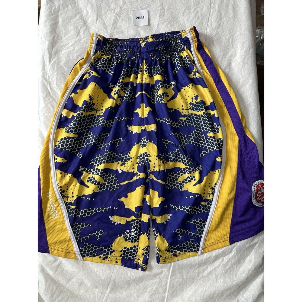 Reebok Classic Men’s Medium Basketball Shorts Purple Yellow All Over Print